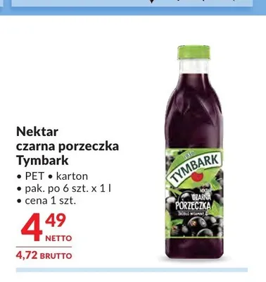 Nektar czarna porzeczka Tymbark promocja w Makro