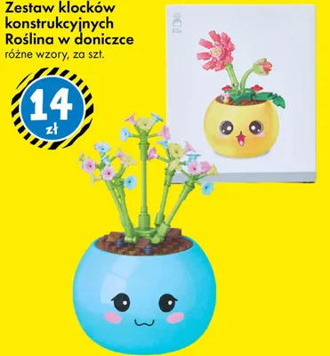 Zestaw klocków konstrukcyjnych roślina w doniczce różne wzory promocja w Tedi