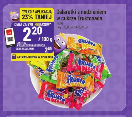 Galaretki z nadzieniem w cukrze Fruktonada promocja w POLOmarket
