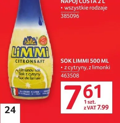 Sok z limonki Limmi promocja w Selgros