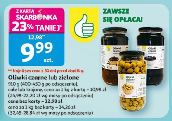 Oliwki czarne lub zielone promocja w Auchan