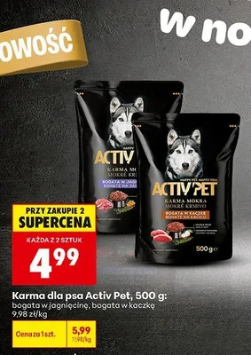 Karma dla psa Activ Pet bogata w jagnięcinę promocja w Biedronka