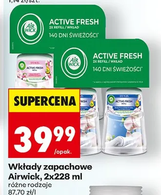 Wkłady zapachowe Airwick Active Fresh, różne rodzaje promocja w Biedronka