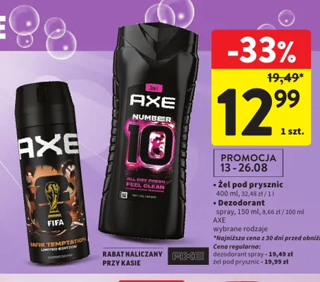 Dezodorant spray Axe Dark Temptation promocja w Intermarche