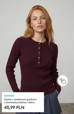 Sweter z ozdobnymi guzikami z domieszką wiskozy i wełny promocja w Sinsay