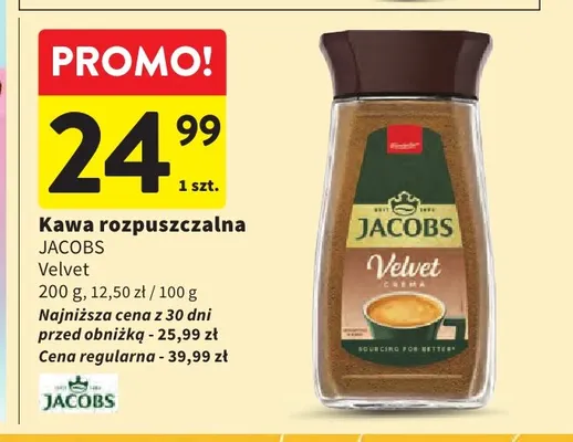 Kawa rozpuszczalna Jacobs Velvet promocja w Intermarche