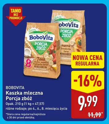 Kaszka mleczna Porcja zbóż BoboVita promocja w Aldi