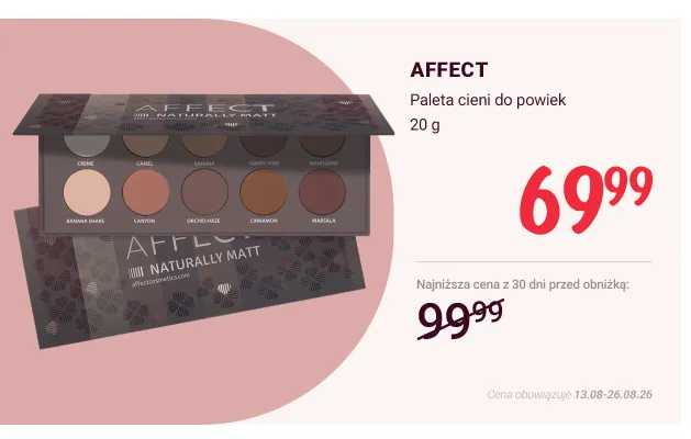Paleta cieni do powiek Affect Naturally Matt promocja w Rossmann