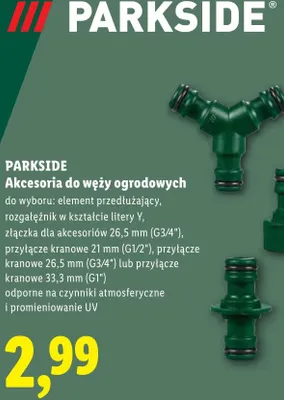 Akcesoria do węży ogrodowych Parkside promocja w Lidl