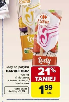 Lody na patyku CARREFOUR śmietanka z sosem mango promocja w Carrefour