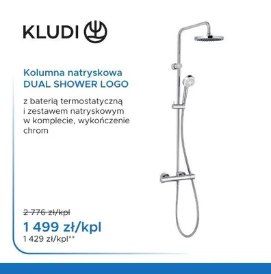 Kolumna natryskowa Kludi Dual Shower Logo promocja w Blu Salony Łazienek