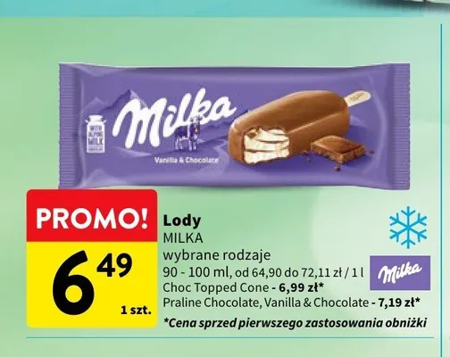 Lody Milka Vanilla & Chocolate promocja w Intermarche
