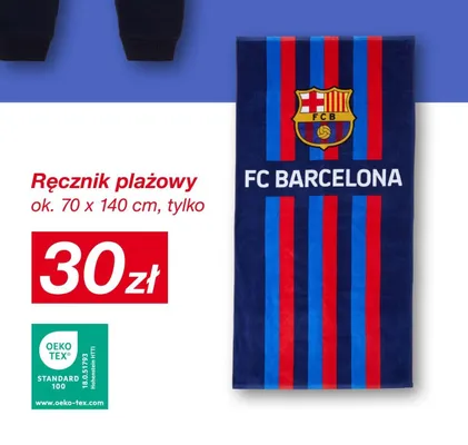 Ręcznik plażowy FC Barcelona 70x140 cm promocja w KiK
