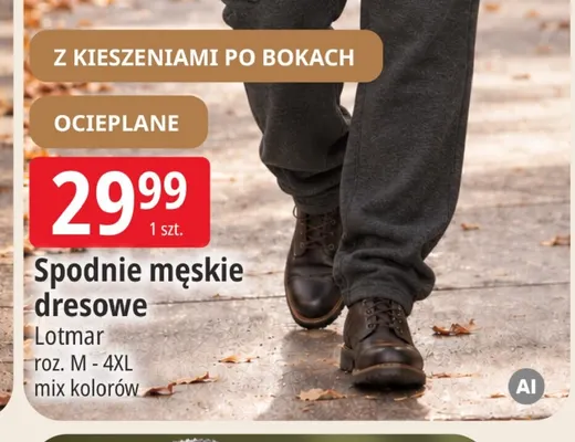 Spodnie męskie dresowe ocieplane Lotmar promocja w Leclerc