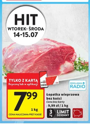 Łopatka wieprzowa bez kości promocja w Intermarche