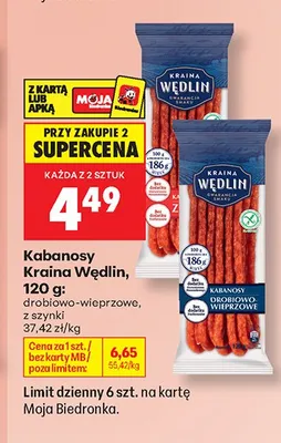 Kabanosy z szynki Kraina Wędlin promocja w Biedronka
