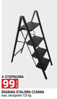 Drabina stalowa czarna 4-stopniowa promocja w Merkury Market