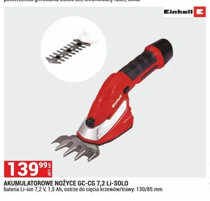Akumulatorowe nożyce Einhell GC-CG 7,2 Li-Solo promocja w Merkury Market
