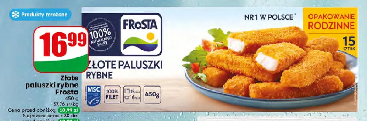 Złote paluszki rybne Frosta promocja w Dino