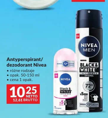 Antyperspirant roll-on Nivea Black & White Invisible Clear promocja w Makro