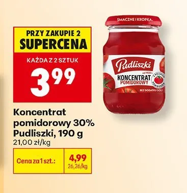Koncentrat pomidorowy 30% Pudliszki promocja w Biedronka