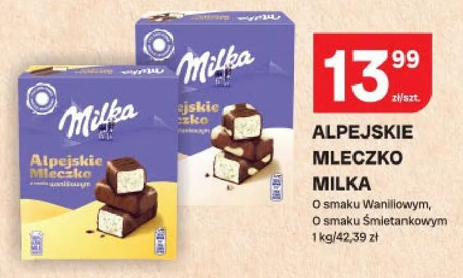 Alpejskie mleczko o smaku Waniliowym, o smaku Śmietankowym promocja w Chorten