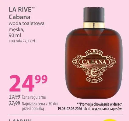Woda toaletowa męska LA RIVE Cabana promocja w Hebe