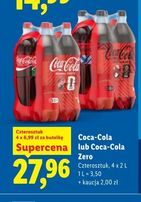 Napój gazowany Coca-Cola 4-pak 2l promocja w Lidl