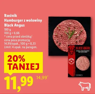 Hamburger z wołowiny Black Angus Rzeźnik promocja w Lidl