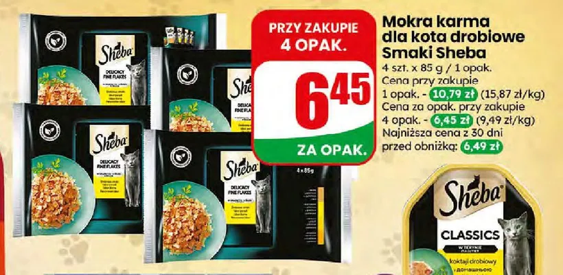 Mokra karma dla kota drobiowe smaki Sheba 4-pak promocja w Dino