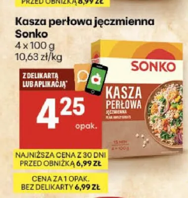 Kasza perłowa jęczmienna Sonko promocja w Delikatesy Centrum