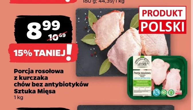 Porcja rosołowa z kurczaka chów bez antybiotyków Sztuka Mięsa promocja w Netto