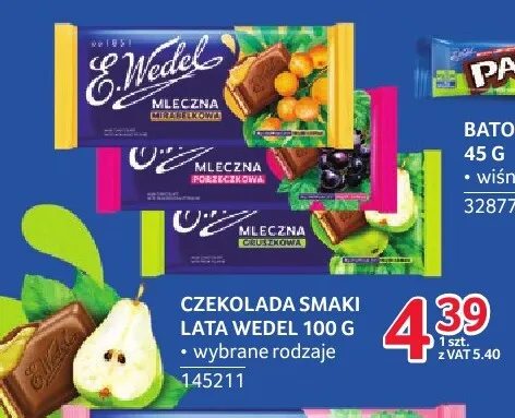 Czekolada mleczna gruszkowa E.Wedel Smaki Lata promocja w Selgros