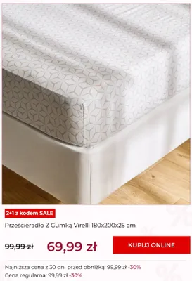Prześcieradło z gumką home&you Virelli 180x200x25 cm promocja w home&you