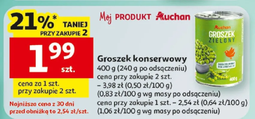 Groszek konserwowy promocja w Auchan