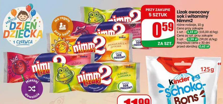 Lizak owocowy Nimm2 promocja w Dino