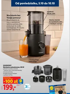 Wyciskarka wolnoobrotowa Silvercrest 200W promocja w Lidl