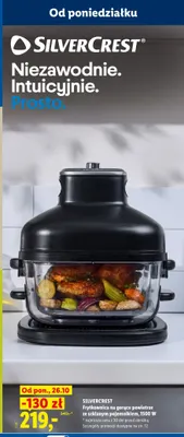 Frytkownica na gorące powietrze ze szklanym pojemnikiem SilverCrest 1500W promocja w Lidl