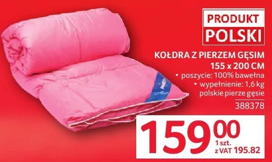 Kołdra z pierzem gęsim 155 x 200 cm promocja w Selgros