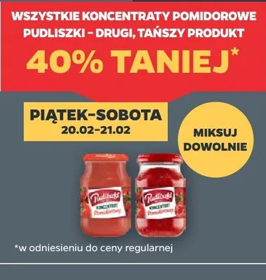 Wszystkie koncentraty pomidorowe Pudliszki DRUGI -40% promocja w Netto