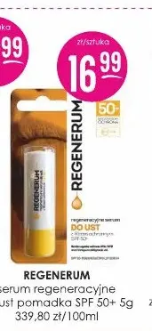 Serum regeneracyjne do ust pomadka SPF 50+ Regenerum promocja w Drogerie Jasmin