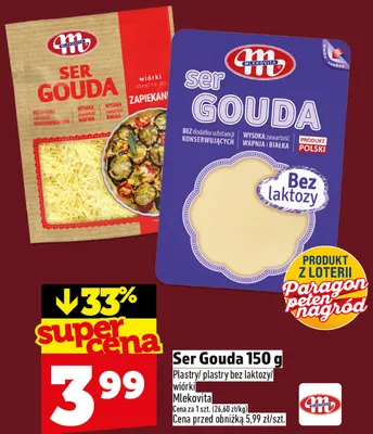 Ser gouda w plastrach bez laktozy Mlekovita promocja w TOPAZ