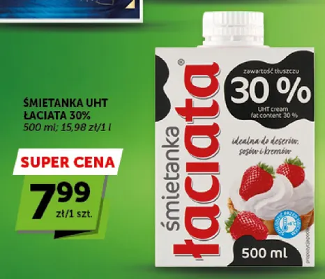Śmietanka UHT Łaciata 30% promocja w Groszek