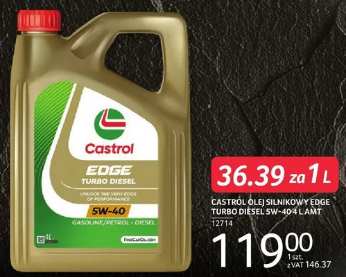 CASTROL OLEJ SILNIKOWY EDGE TURBO DIESEL 5W-40 4 L AMT promocja w Selgros