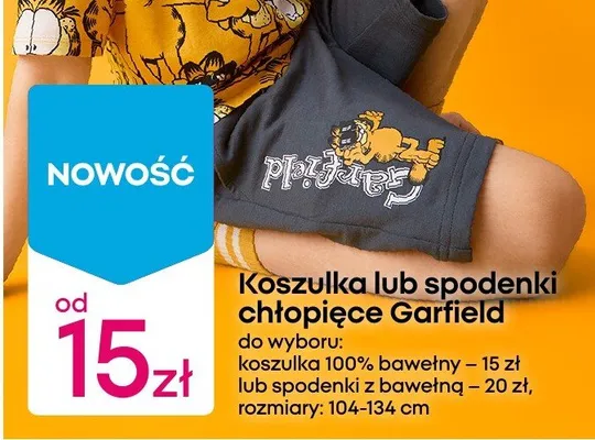 Spodenki chłopięce Garfield z bawełną promocja w Pepco
