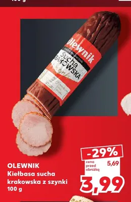 Kiełbasa sucha krakowska z szynki Olewnik promocja w Kaufland