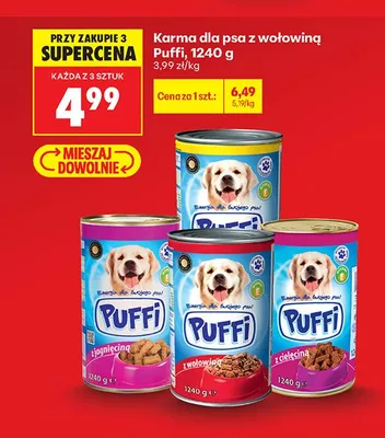 Karma dla psa Puffi z cielęciną promocja w Biedronka