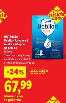Mleko następne po 6m-cu Bebilon Advance 2 promocja w Lidl