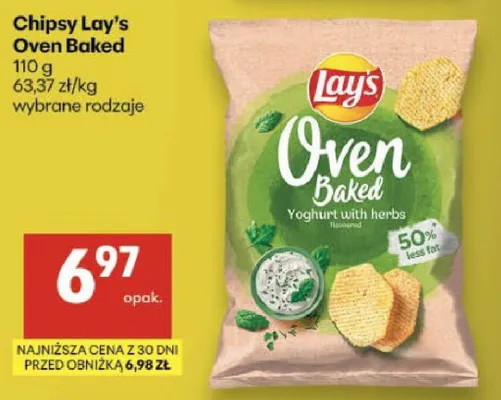 Chipsy Lay's Oven Baked wybrane rodzaje promocja w Delikatesy Centrum
