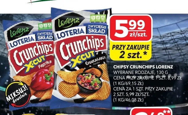 Chipsy ketchup Crunchips x-cut Crunchips lorenz promocja w Top Market